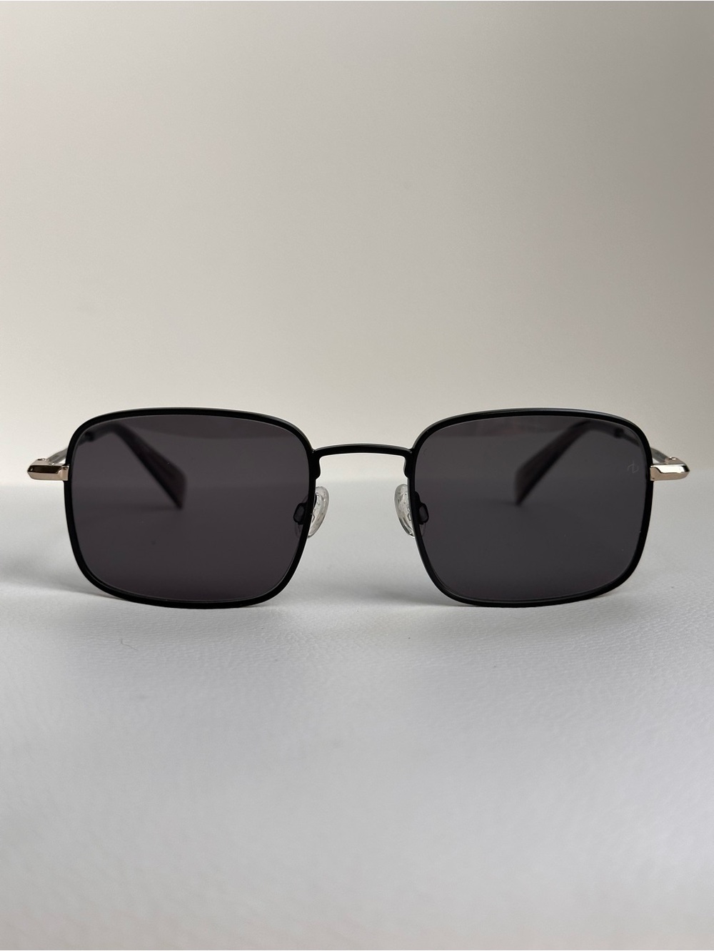 Rag & Bone 5023/S square sunglasses black gold metal frame gray lenses